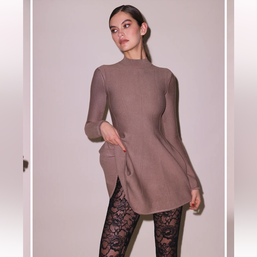Fleur du Mal LONG SLEEVE FLARED CORSET, Latte, Small - Picture 3 of 8